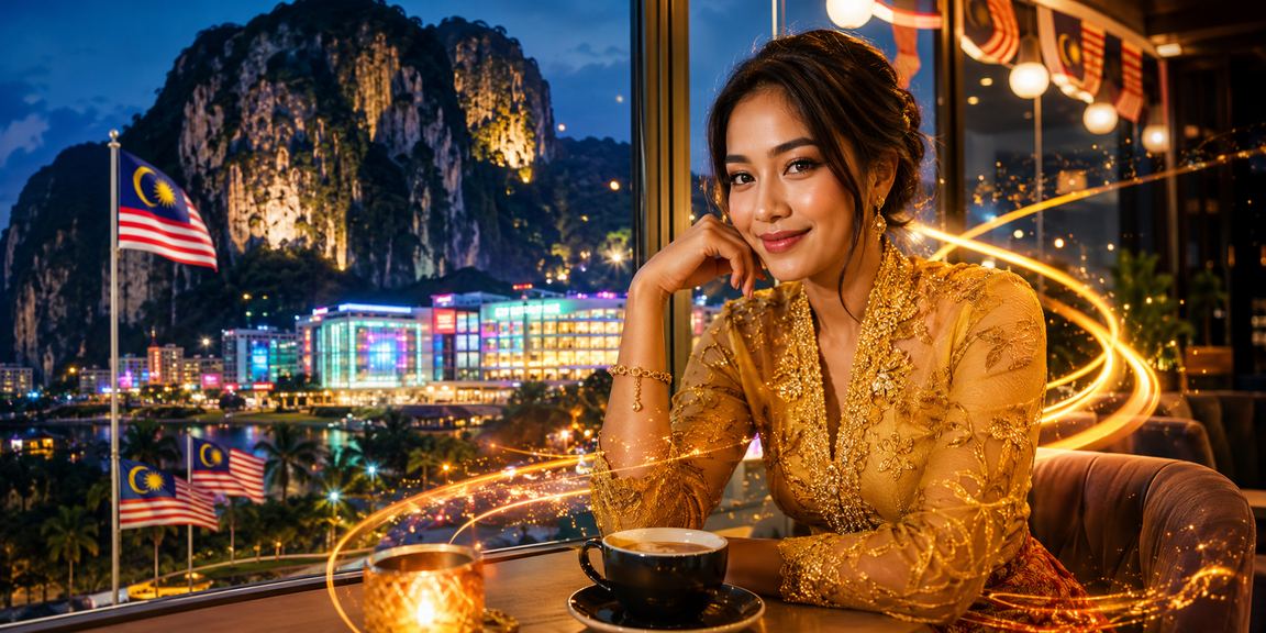 Pemain wanita Ipoh berbaju kebaya membuat deposit dalam talian
